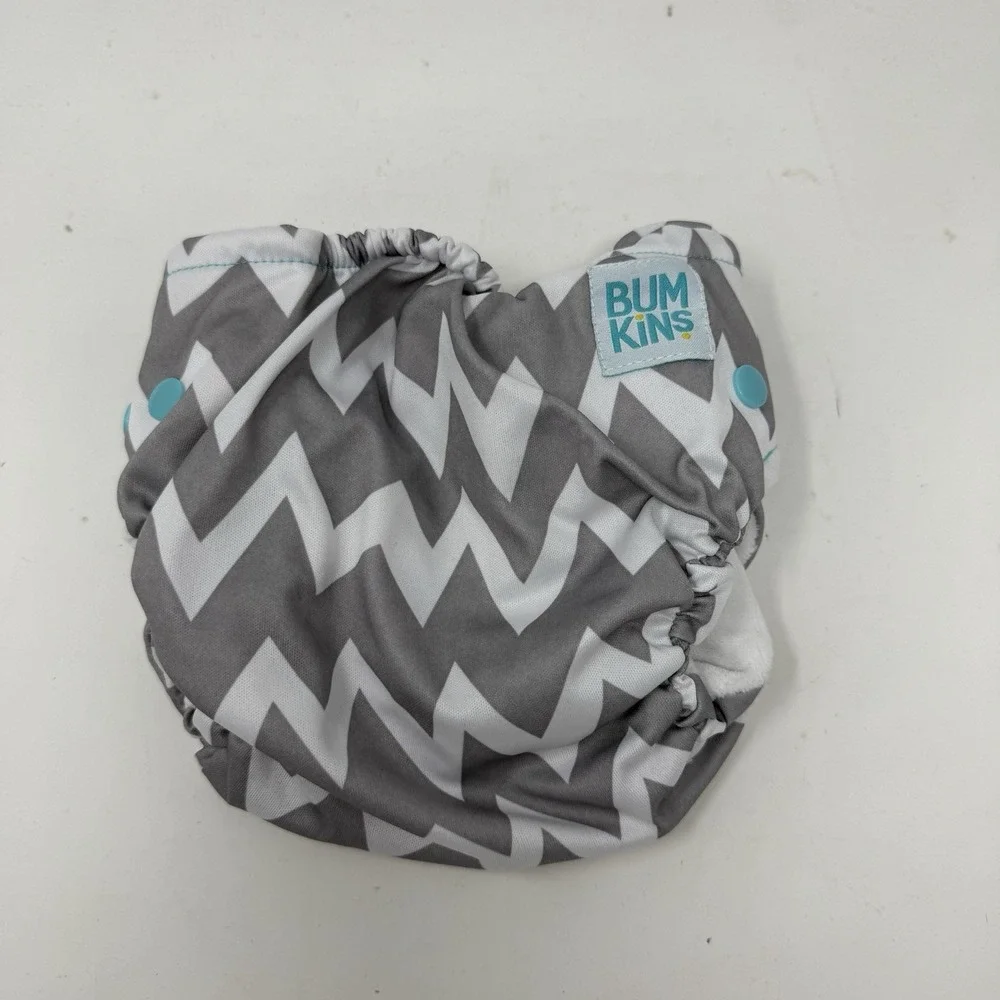 BumKins Pocket Diaper Cloth Diapers One Size Adjustable Washable Gray w Insert